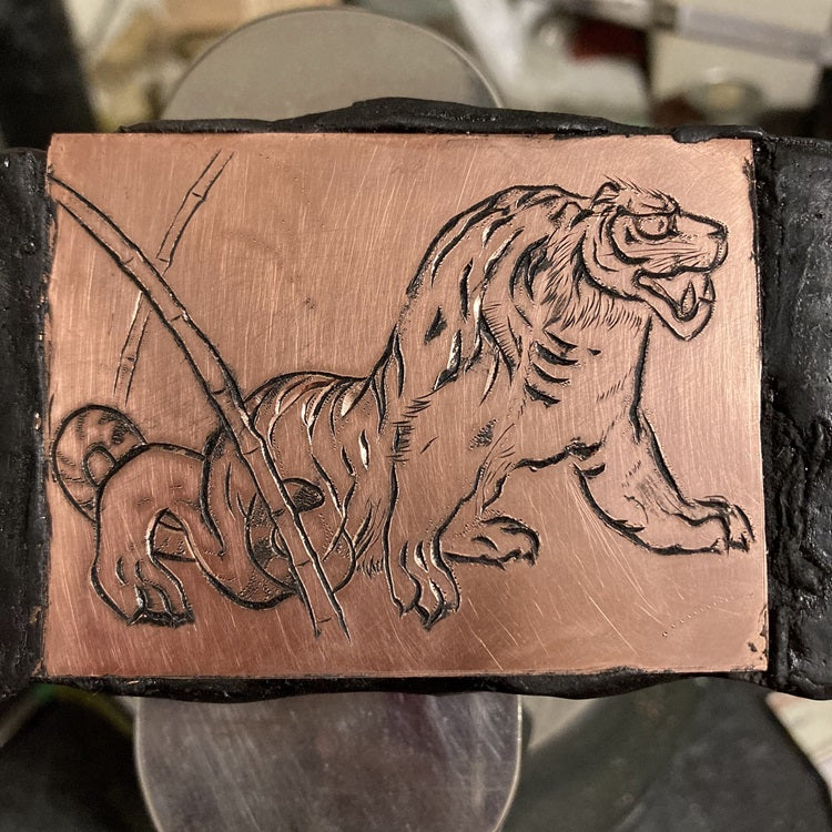 IMULTAの彫金 サンプル 橋本雅邦 竜虎図 虎