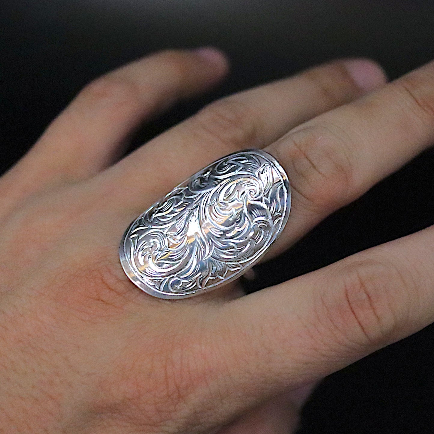 Engraving silver ring