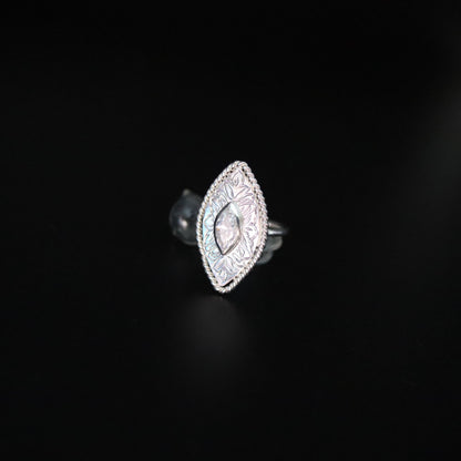 marquise engraving silver ring