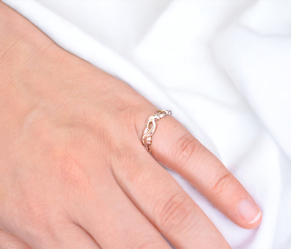 IMULTA Swirl Floral Scroll Engraved Slim Silver Ring Summary｜Silver925 Antique-style Stackable