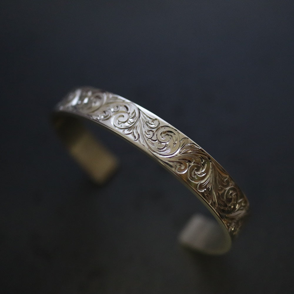 scroll bangle 一点物 バングル シルバー925 唐草 手彫り 彫金